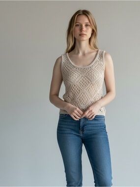 Women’s Tan Sweater Tank Blouse